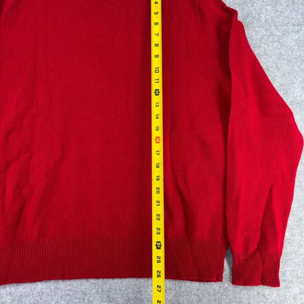 VTG Polo Ralph Lauren Men XL Red 100% Lambswool V-Neck Sweater Italian Yarn Pony